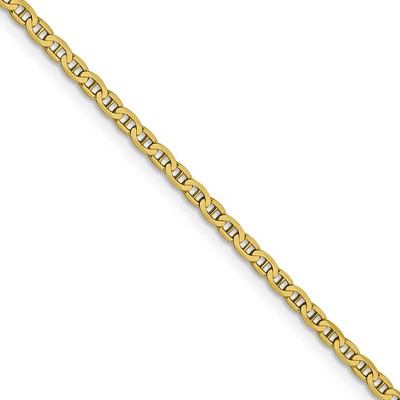 Black Bow Jewelry 2.4mm 10k Yellow Gold Flat Anchor Chain Necklace
