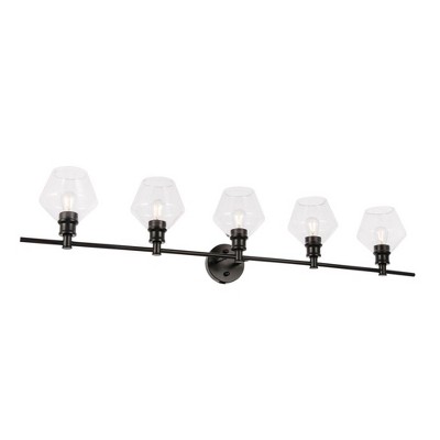 Gene 5-Light Black and Clear Glass Wall Sconce