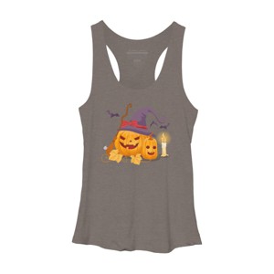 Women's Design By Humans Halloween Witch Pumpkins With Bats By VectorVillain Racerback Tank Top - 1 of 3