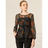 INSPIRE CHIC Women's Semi-Sheer Elegant Tie Waist Long Sleeve Floral Lace Peplum Blouses - 2 of 4