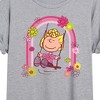 Women's - Peanuts - Sally Brown Retro Rainbow Swing With Flowers Oversized Graphic T-Shirt - 2 of 4