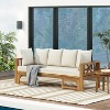 Outdoor Extendable Acacia Wood 3 Seater Sofa, Polyester Cushion Couch, Daybed Sofa Chair, Spacious Seating Lounge Chair, Patio Daybed Sofa - 4 of 4