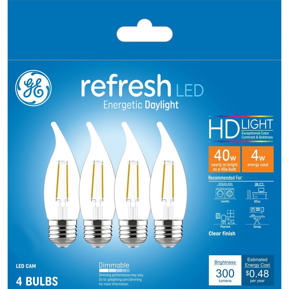 Photos - Light Bulb General Electric GE 4pk 40W Refresh LED CAM Decorative  Daylight 