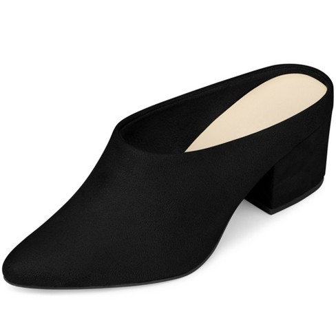 Perphy Women's Chunky Heels Pointed Toe Slip On Slide Mules : Target