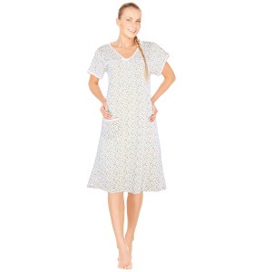 JEFFRICO Womens Nightgowns Short Sleeve Sleepwear Soft Pajama Dress Nightshirts - 1 of 4