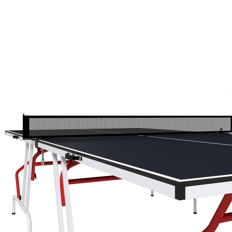 Soozier Full Size Ping Pong Table, Folds into Quarters, Portable Table Tennis Table with Net, Paddles, Balls, MDF, Charcoal Gray, 5 of 7