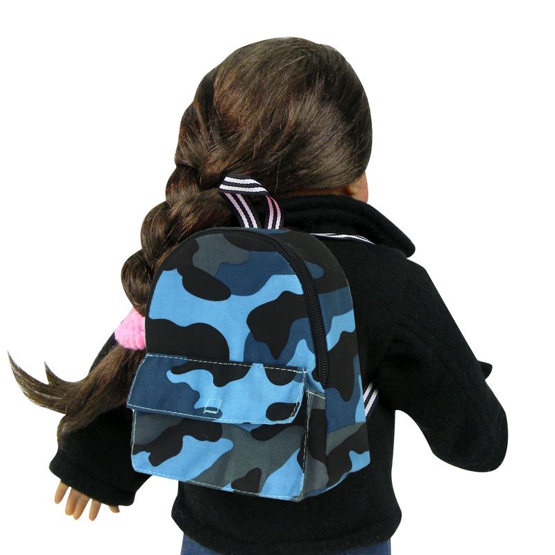 Sophia’s Camouflage Nylon Backpack for 18" Dolls, Blue, 3 of 7
