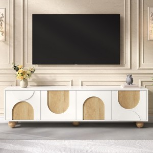 LOVSON Farmhouse Style TV Stand, Up to 75" TV, Entertainment Center with Cable Management and Rebound for Living Room and Bedroom, White - 1 of 4