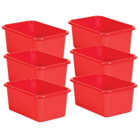 Teacher Created Resources® Red Small Plastic Storage Bin, Pack of 6