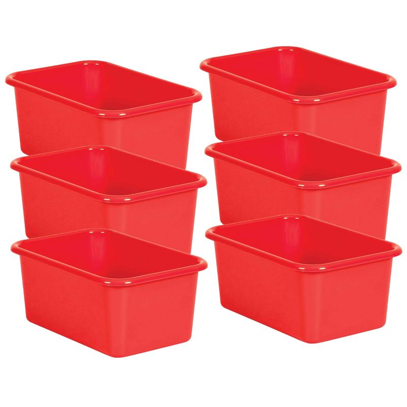 Teacher Created Resources® Red Small Plastic Storage Bin, Pack of 6, 1 of 3