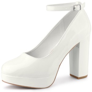 Allegra K Women's Platform Ankle Strap Chunky Heel Mary Janes Pumps - 1 of 4