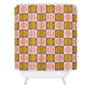 June Journal Autumn Checkerboard Shower Curtain Cream - Deny Designs: 100% Polyester, Microfiber, Machine Washable, Ring Top - 1 of 2