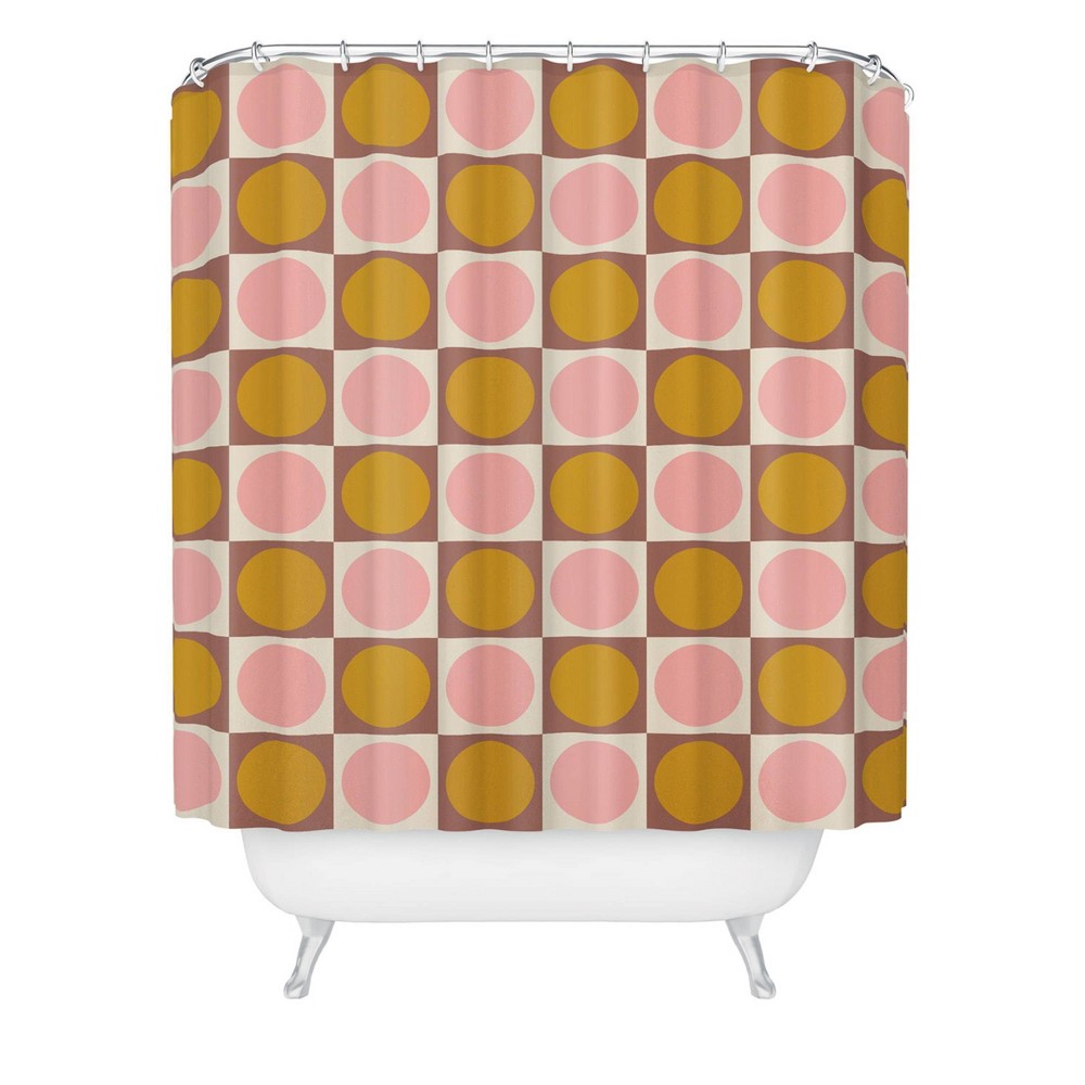 Photos - Shower Curtain June Journal Autumn Checkerboard  Cream - Deny Designs: 100 Polyester, Microfiber, Machine Washable, Ring Top