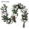6Ft Pre-Lit Christmas Garland, Battery Operated Xmas Garland with 20 LED, Ball Ornaments Ribbons Bows for Mantel Table Centerpiece Home Decor, Silver - 3 of 4