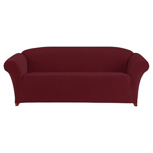 Stretch Pixel Corduroy Sofa Slipcover Burgundy - Sure Fit, Red