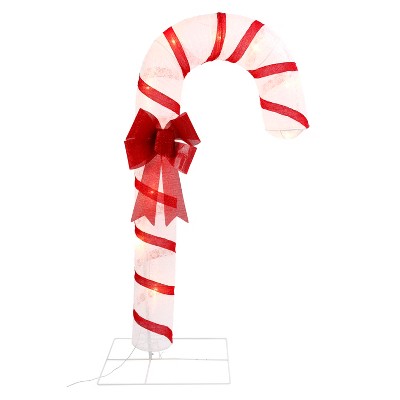 Gerson International 72-Inch-High, Lighted Snowflake Fabric Lantern Candy Cane