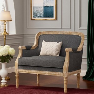Upholstered Accent Chair, Comfy Armchair Club Chair with Weathered Rubberwood Frame - ModernLuxe - 1 of 4