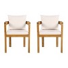 Christopher Knight Home Ulrich Patio Open Slat Design Acacia Wood Curved Dining Chair with Cushions (Set of 2) - 4 of 4