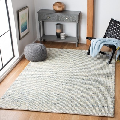 Hand-Knotted Artisan Ivory & Blue Wool Round Rug, 3' x 5'
