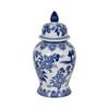 Sagebrook Home 14" Temple Jar - White and Blue Chinoiserie Design - Contemporary Glam Ceramic Temple Jar - 3 of 4