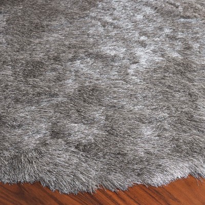 Celestial Silver 7' Round Synthetic Shag Area Rug