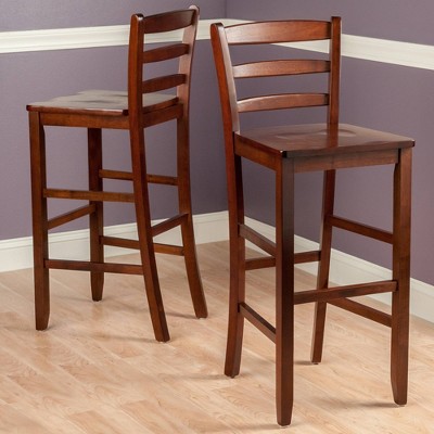 Set of 2 Walnut Ladder Back 30" Bar Stools