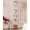 Tempered Glass Bookshelf, Slim Steel Frame, 6 Tier White Shelving Unit for Bedroom Bathroom Home Office - 4 of 4