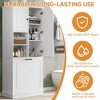Rbied 29.9 in. W x 14.2 in. D x 67.7 in. H Wood Linen Cabinet Storage Cabinet with Adjustable Shelves & Flip-Out Basket - 3 of 4