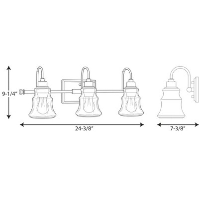 Litchfield Polished Chrome 3-Light Bath Vanity with Clear Glass Shades