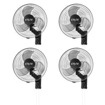 Active Air ACFW16HDB 16-Inch 3-Speed Heavy-Duty Industrial Metal Wall Mountable Oscillating Tilting Fan, Black, 4 Pack