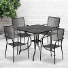 Flash Furniture Oia Commercial Grade 35.5" Square Black Indoor-Outdoor Steel Patio Table Set with 4 Square Back Chairs - 2 of 4