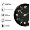 Glow in Dark Atomic Analog Wall Clock 12 inch with Black Frame Sets Automatically Easy to Read Day or Night - 3 of 4