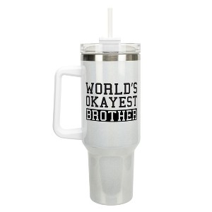 Elanze Designs World's Okayest Brother Sibling Family 40 oz. Stainless Steel, Large Water Bottle Coffee Mug, Spill & Leak Resistant, Thermal Travel - 1 of 1