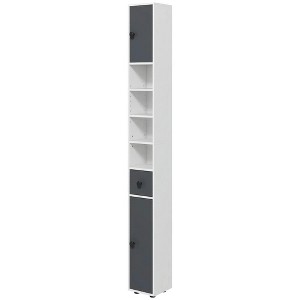 Resenkos Toilet Storage Cabinet, Bathroom Storage Cabinet,71" Small Bathroom Storage Cabinet with Open Shelves, 2 Cabinets, Adjustable Shelves, White - 1 of 1