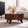KWPZQEB 30.71" Round Coffee Table, Modern Circle Drum Coffee Table with Hidden Storage & Removable Top, Wooden Cocktail Table for Living Room, Brown - 4 of 4
