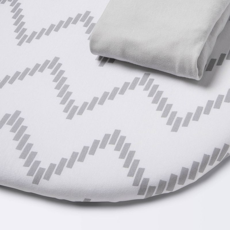 Jersey Bassinet Sheet - Cloud Island&#8482; Gray Chevron and Solid Gray - 2pk, 1 of 7