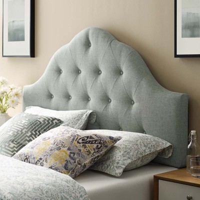 Gray Tufted Upholstered King Fabric Headboard