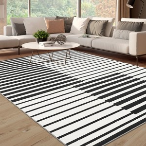 Washable Runner Hallway Modern Stripe Non-Slip Indoor Rugs, Kitchen Runner Non Skid Throw Low-Pile Carpet for Bathroom Kitchen Laundry Room - 1 of 4