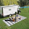 Outsunny RV Mat, Outdoor Patio Rug / Large Camping Carpet with Carrying Bag, 9' x 18', Waterproof Plastic Straw, Reversible, Gray & White Striped - 3 of 4