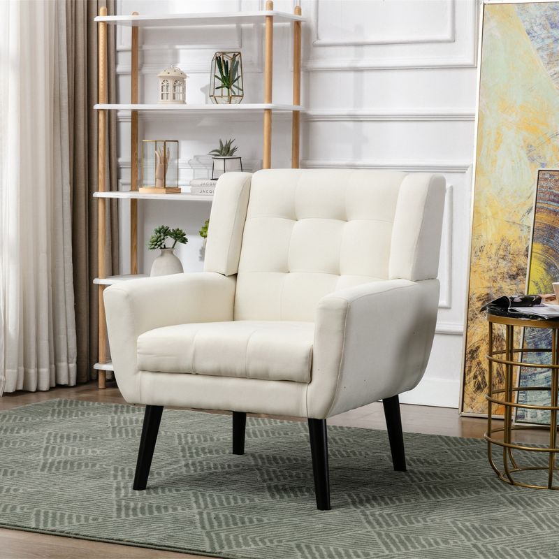 Modern Soft Velvet/Linen Upholstered Accent Chair with Armrests - ModernLuxe, 2 of 11