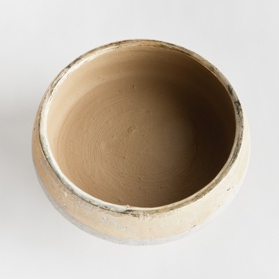 Handcrafted Champagne Glaze Terracotta Decorative Bowl with Stand