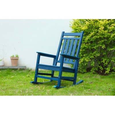 TiramisuBest Oversized Rocking Chair with Wood-Texture,Outdoor Rocking Chair for Adults,All Weather Resistant Porch Rocker for Lawn Garden,Black