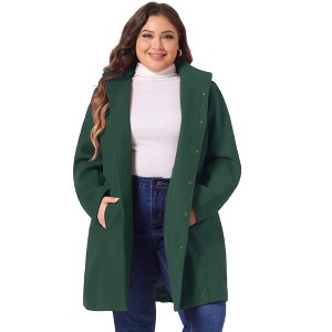 Agnes Orinda Women's Plus Size Elegant Single Breasted Detachable Hooded Trench Overcoats - 1 of 4