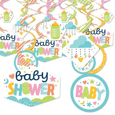 Big Dot of Happiness Colorful Baby Shower - Gender Neutral Party Hanging Decor - Party Decoration Swirls - Set of 40