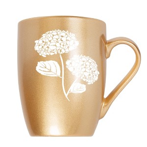 Elanze Designs Botanical Floral Nature Coffee Cup Mug 10 Ounce Ceramic With Shimmery Metallic Finish Elegant Minimalist Hydrangea Flower Silhouette - 1 of 4
