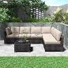 7-Piece Patio Furniture Set, Outdoor Sectional Sofa w/ Dining Table & Thick Cushions, All-Weather PE Wicker for Garden, Deck, Lawn - 2 of 4