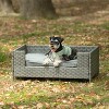 Gulches Outdoor and Indoor Waterproof Pet Furniture - PE Wicker Pet Sofa with Cushion in Dark Gray - 3 of 4