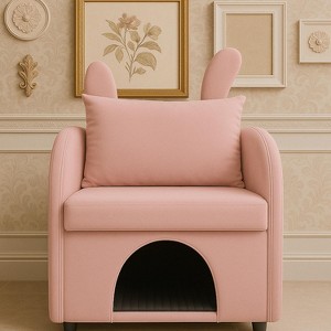 Sapphtopaz Pet-Friendly Accent Chair with Bunny-Ear Backrest Upholstered Sofa Chairs with Pets Hideaway for Living Room, Bedroom - 1 of 4