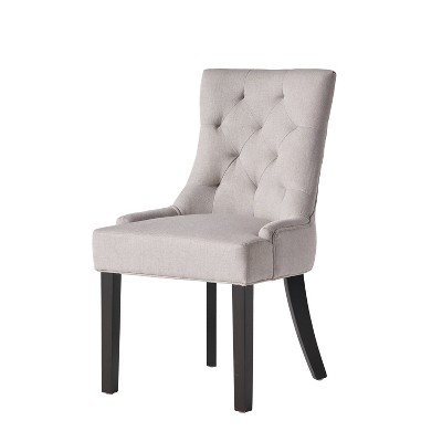 Elegant Sloped Armrest Tufted Light Gray Upholstered Dining Chair Set
