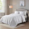 White Quilt King Size Set with 2 Shams, Boho Bedspread, Lightweight Farmhouse Coverlet - 2 of 4